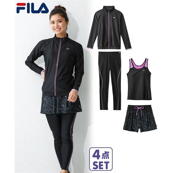 Fila 水着 大きいサイズ レディース 長袖 トップス タンク付 フィットネス 4点セット 8l 10l ニッセン Zzy43a6160 ニッセンyahoo 店 通販 Yahoo ショッピング