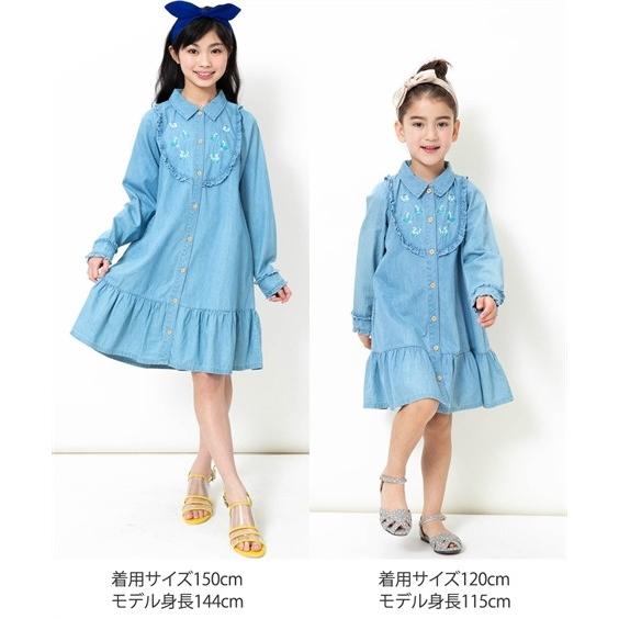 ワンピース 刺しゅう付 ダンガリー 女の子 子供服 ジュニア服 身長140 150 160cm ニッセン Nissen Zzy43b1252 ニッセンyahoo 店 通販 Yahoo ショッピング