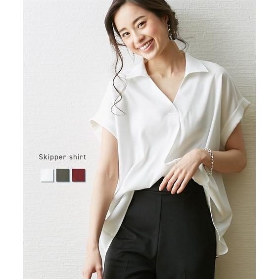 レディース 麻調素材 スキッパー シャツ 夏 Ll ニッセン Nissen Zzy43b4853 ニッセンyahoo 店 通販 Yahoo ショッピング