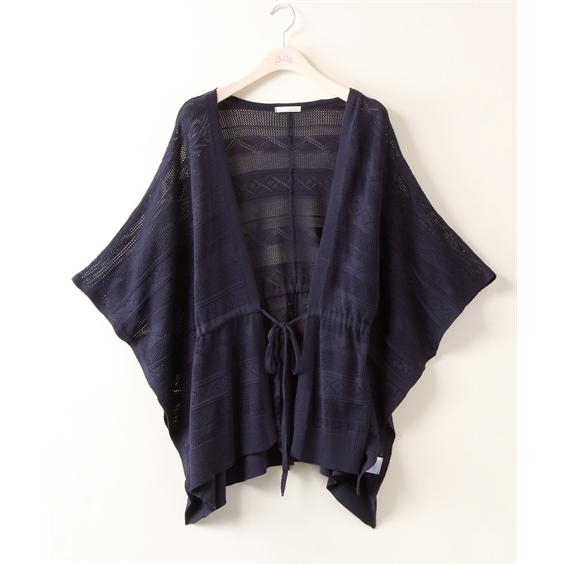 カーディガン 大きいサイズ レディース すかし編柄 ウエスト リボン ポンチョ Lily Merry Ll 3l ニッセン Zzy4320b7821 ニッセンyahoo 店 通販 Yahoo ショッピング