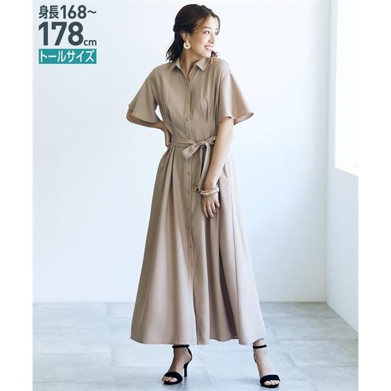 ワンピース トールサイズ ウエストタックフレアマキシワンピース 共布ベルト付 ニッセン Nissen Zzy43c0970 ニッセンyahoo 店 通販 Yahoo ショッピング