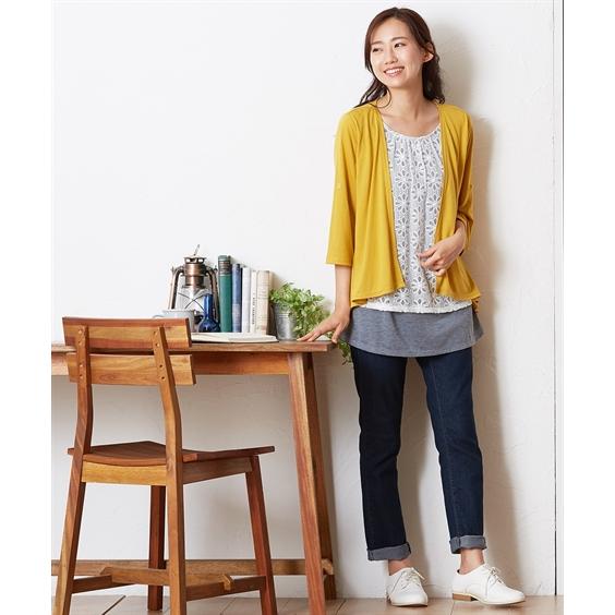 Tシャツ カットソー レディース カーディガン 重ね着風 花柄 レース トップス Ll ニッセン Nissen Zzy43c1758 ニッセンyahoo 店 通販 Yahoo ショッピング