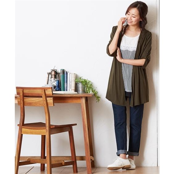 Tシャツ カットソー レディース カーディガン 重ね着風 ストライプ レース切替 トップス M L ニッセン Nissen Zzy43c2503 ニッセンyahoo 店 通販 Yahoo ショッピング