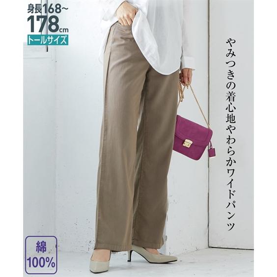 パンツ ワイド ガウチョ トールサイズ レディース やわらか 綿100 ウエスト 96 104cm ニッセン Nissen Zzy43d0215 ニッセンyahoo 店 通販 Yahoo ショッピング
