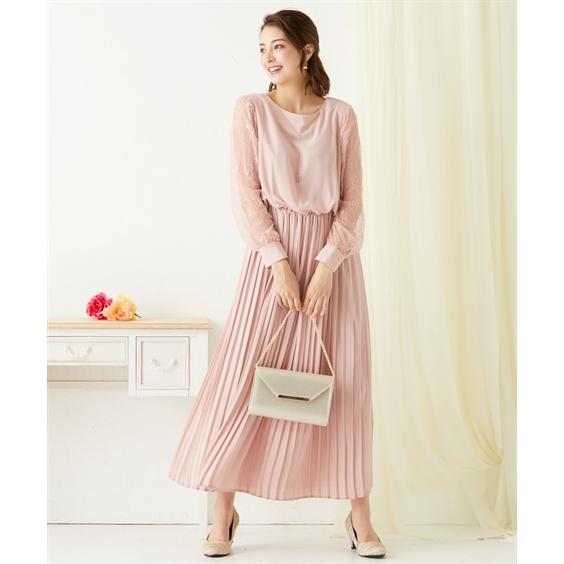 安い ドレス ワンピース トールサイズ レディース 袖 レース使い プリーツ スカート マキシ丈 アクセサリー付 4l 5l ニッセン Nissen 即日発送 Www Skylanceronline Com