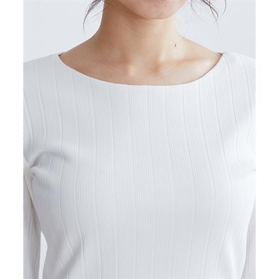 Tシャツ カットソー レディース 透け対策 前身頃 2枚仕立て ランダムリブ ボートネック 8分袖 プルオーバー Ll ニッセン Nissen Zzy43d1956 ニッセンyahoo 店 通販 Yahoo ショッピング