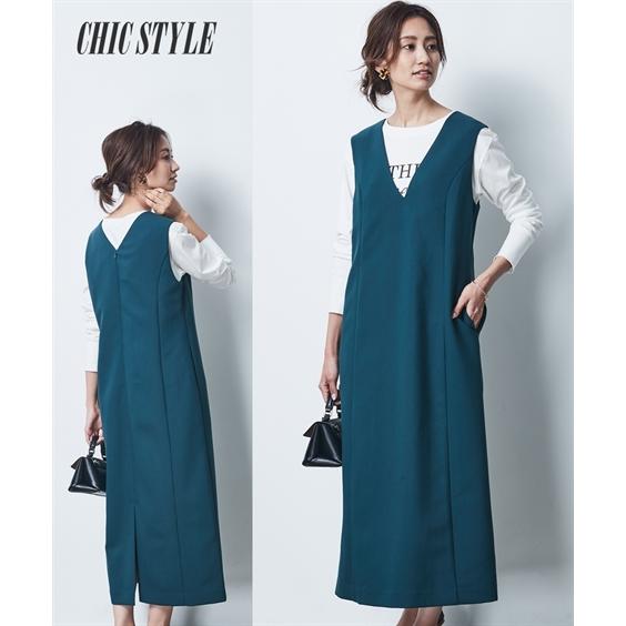 ジャンパー スカート 大きいサイズ レディース シック スタイル Vネック Ll 3l ニッセン Nissen Zzy43d2219 ニッセンyahoo 店 通販 Yahoo ショッピング