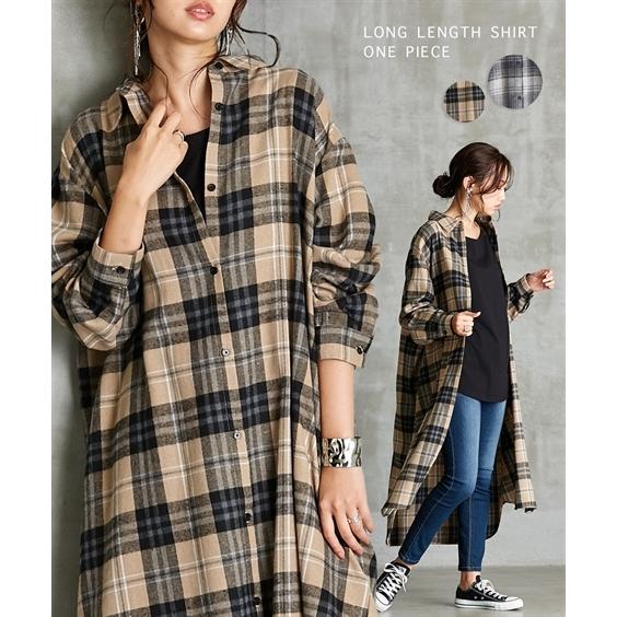 レディース チェック柄 ロング丈 シャツ ワンピース Ll ニッセン Nissen Zzy43d3637 ニッセンyahoo 店 通販 Yahoo ショッピング