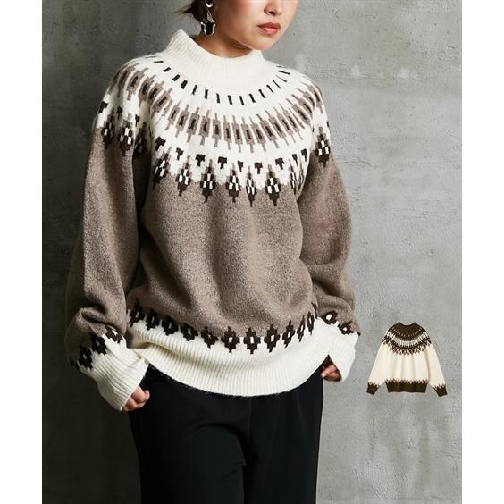 セーター ニット レディース 肌心地よい 大人 ノルディック柄 ハイネック 冬 M ニッセン Nissen Zzy43d5081 ニッセンyahoo 店 通販 Yahoo ショッピング