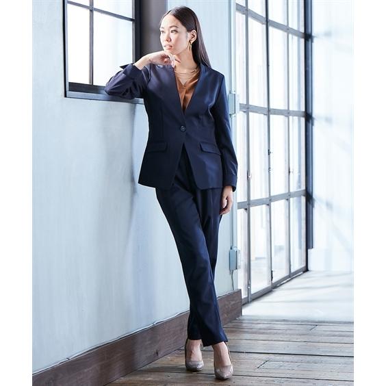 スーツ パンツ レディース ストレッチ ノーカラー ジャケット 9分丈 テーパード パターン S M L ニッセン Nissen Zzy43d5314 ニッセンyahoo 店 通販 Yahoo ショッピング