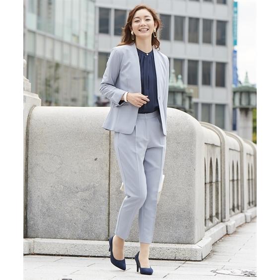 レディーススーツ レディーススーツ ノーカラーパンツスーツ ジャケット テーパードパンツ ニッセン Zzy43d5326 ニッセンyahoo 店 通販 Yahoo ショッピング