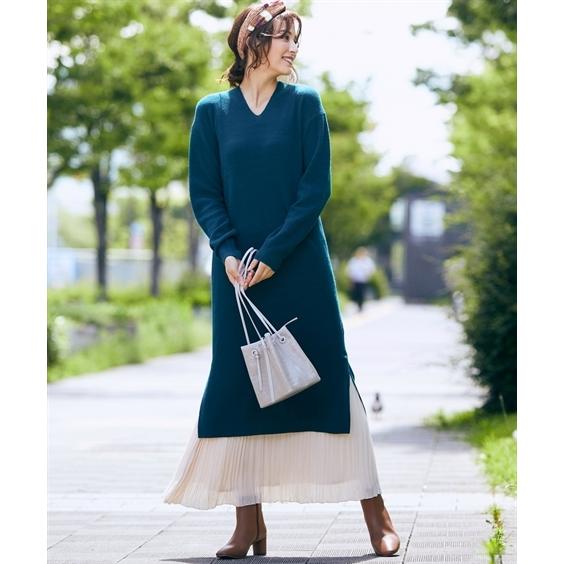 ワンピース ロング マキシ トールサイズ レディース Vネック ニット 冬 Ll 3l ニッセン Nissen Zzy43e1167 ニッセンyahoo 店 通販 Yahoo ショッピング