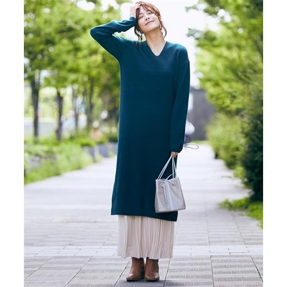 ワンピース ロング マキシ トールサイズ レディース Vネック ニット 冬 Ll 3l ニッセン Nissen Zzy43e1167 ニッセンyahoo 店 通販 Yahoo ショッピング
