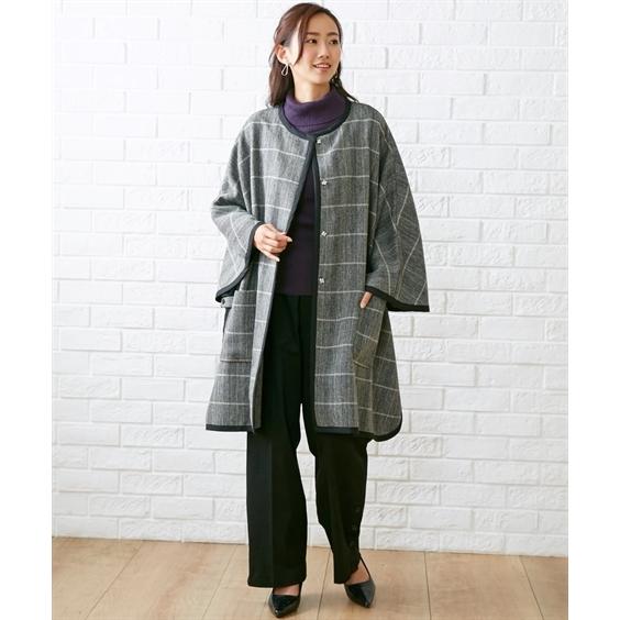 新版 コート 大きいサイズ レディース ポンチョ風 チェック 黒系 4l 5l 6l ニッセン Nissen 新版 Antofagastaen100palabras Cl