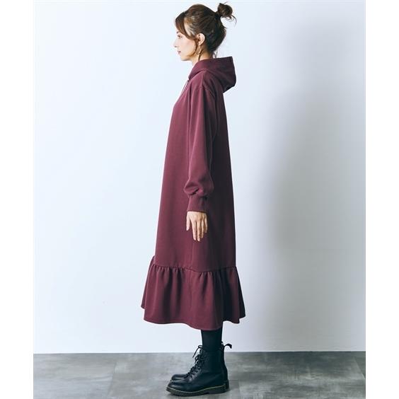 ワンピース レディース トールサイズ ひざ丈 裏起毛 バック ロゴ プリント フーディ ロング 冬 M L ニッセン Nissen Zzy43e2623 ニッセンyahoo 店 通販 Yahoo ショッピング