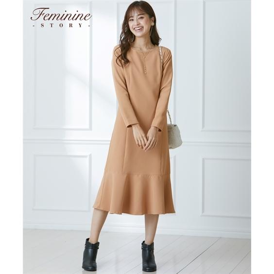 ワンピース ひざ丈 大きいサイズ レディース フェミニンストーリー ミニマル 裾フレア Ll 3l ニッセン Nissen Zzy43e2924 ニッセンyahoo 店 通販 Yahoo ショッピング