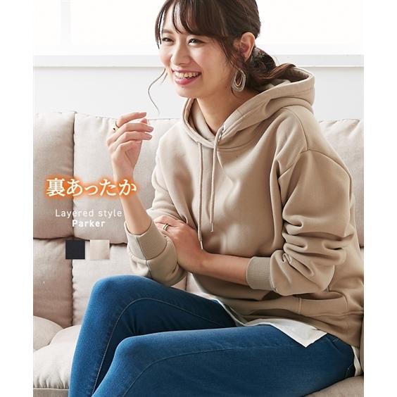 トレーナー レディース やわらか 裏起毛 重ね着風 パーカー 冬 M L ニッセン Nissen Zzy43e4327 ニッセンyahoo 店 通販 Yahoo ショッピング