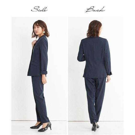 スーツ レディース 2パンツスーツ 3点セット ノーカラー ジャケット 色違いテーパード 2本 S M L ニッセン Nissen Zzy4321a0055 ニッセンyahoo 店 通販 Yahoo ショッピング
