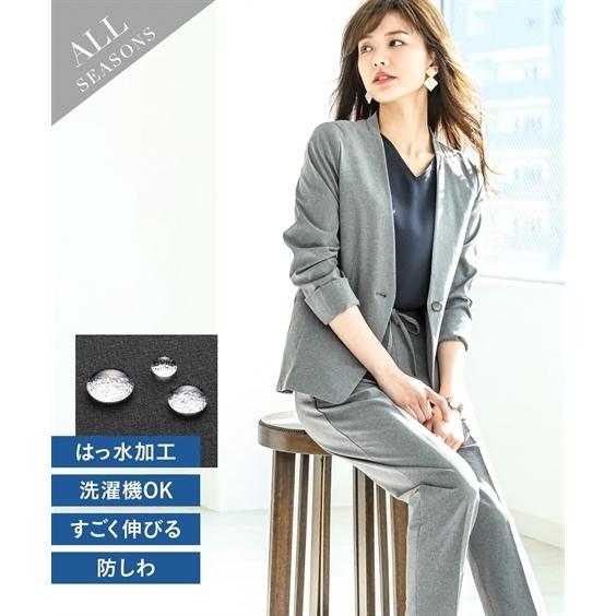 スーツ パンツ レディース ノーカラー ジャケット テーパード はっ水加工 ストレッチ素材 S M L Ll ニッセン Nissen Zzy4321a0058 ニッセンyahoo 店 通販 Yahoo ショッピング