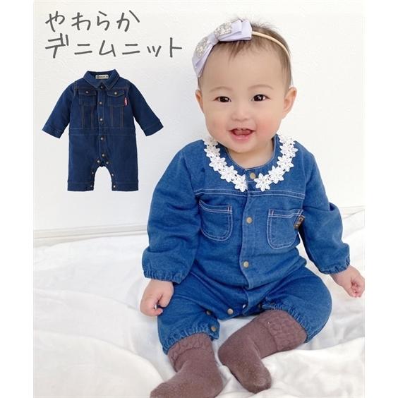 ベビー デニム ニット 長袖 カバーオール ベビー服 子供服 男の子 女の子 冬 身長70 80cm ニッセン Nissen Zzy4321a1436 ニッセンyahoo 店 通販 Yahoo ショッピング