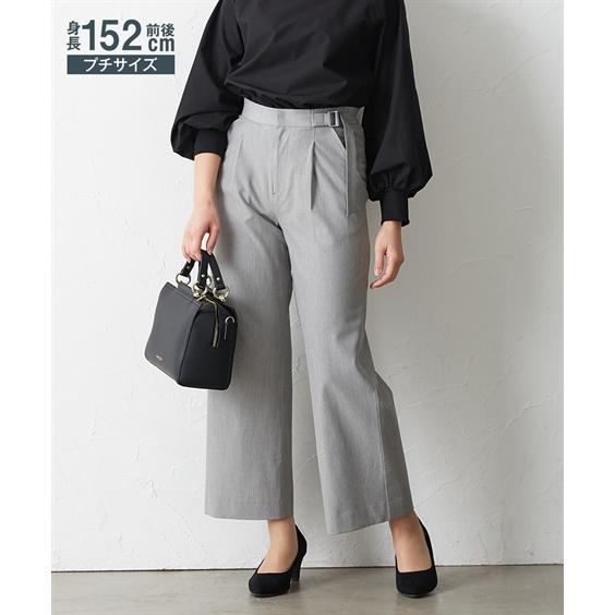 パンツ ワイド ガウチョ 小さいサイズ レディース バックル付き きれいめ Ss S ニッセン Nissen Zzy4321a4313 ニッセンyahoo 店 通販 Yahoo ショッピング