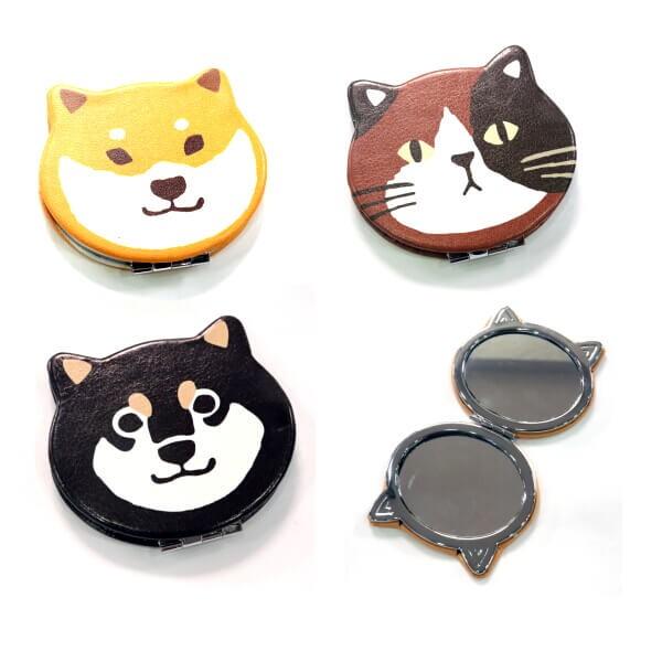 柴犬 しばたさん コンパクトミラー 鏡 黒柳さん 白石さん 三毛猫 三宅