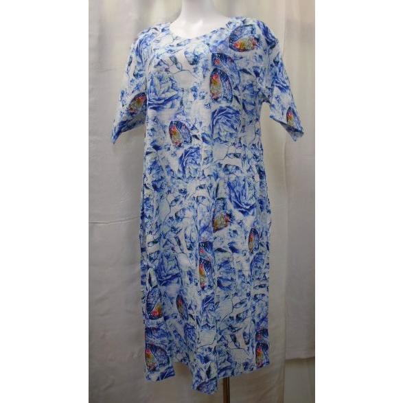 残りわずか 五分袖かぶりタイプステイホームウエアー ワンピースvネック ブルーグラデーション映える模様 チュニック 日本製 送料無料 Www Thedailyspud Com