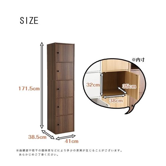 ニッセン（nissen） ラック 扉付き5段 カラー ボックス 幅41cm