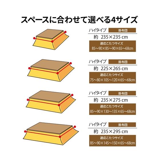ニッセン 洗える こたつ布団 厚手 正方形 ブラウンドット 高足 ハイタイプ ニッセン（nissen） こたつ 布団 洗える ハイタイプ 高脚 用 掛け