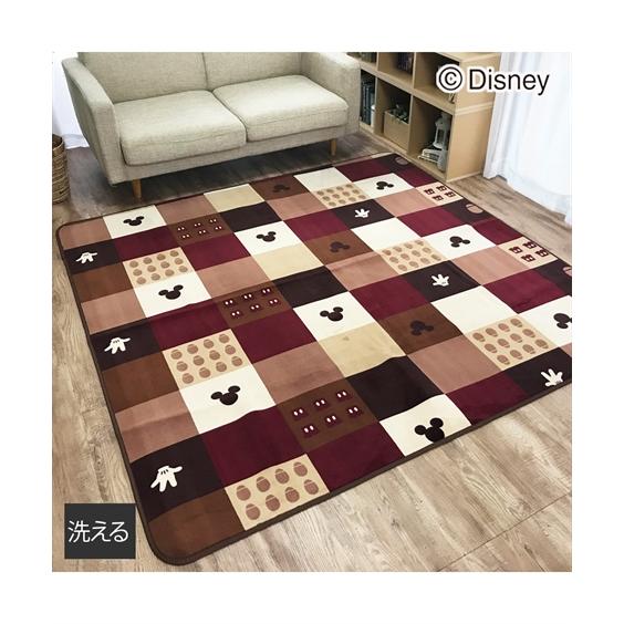 ニッセン（nissen） ラグ 洗える シルエット ミッキー 約180×180cm/約