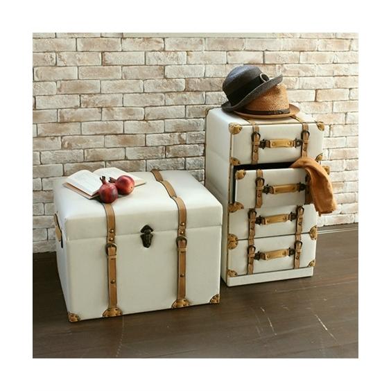 ニッセン（nissen） スツール アンティークレザー風トランク型 収納 M