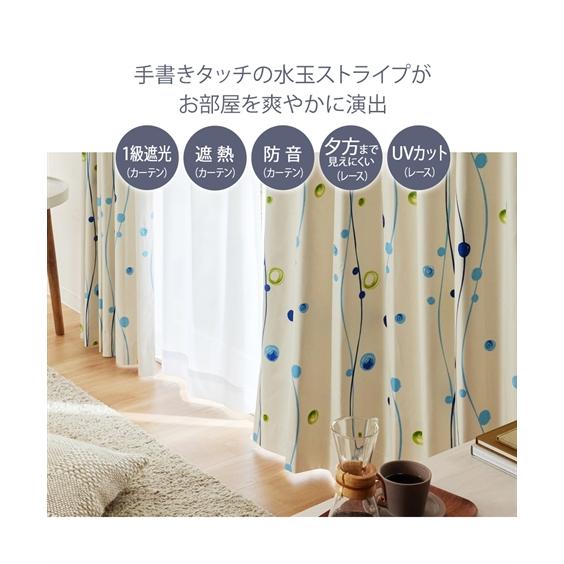 ニッセン（nissen） カーテン レース セット 水玉柄遮熱・防音・99.99