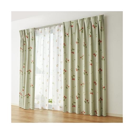 ニッセン（nissen） カーテン レース セット いちご柄遮光 ＆レース4枚