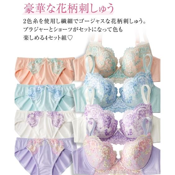 ニッセン ブラジャー ショーツ セット レディース 花柄 刺しゅう ニッセン ブラジャー ショーツ セット レディース 花柄 刺しゅう