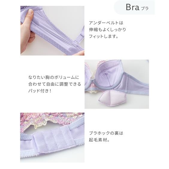 ブラジャー ショーツ セット レディース 花柄 刺しゅう 上下セット 4セット組 A70_M〜D80_L ニッセン nissenの画像