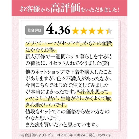 ブラジャー ショーツ セット レディース 花柄刺しゅう 4セット組 E70：M〜F80：LL  E70_M〜F80_LL ニッセン nissen｜nissenzai｜12