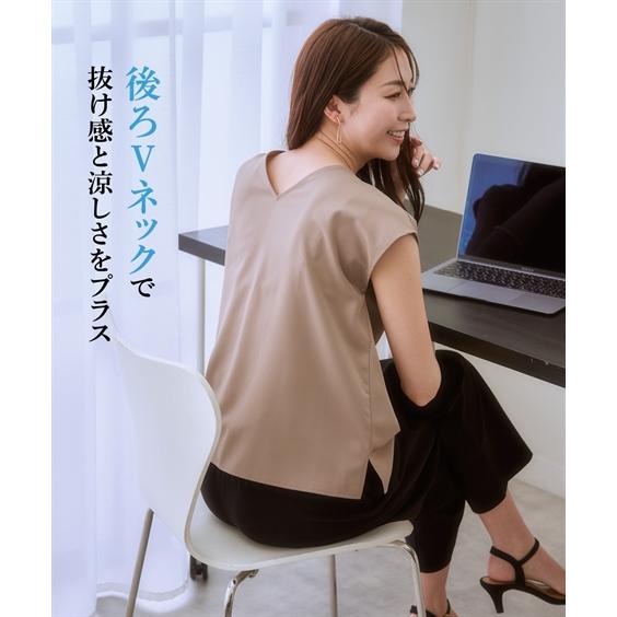 M .&KYOKO フレンチスリーブカットソー　２way 前後逆着用可 ニッセン（nissen） レディース とろみシリーズ 前後2WAYフレンチ