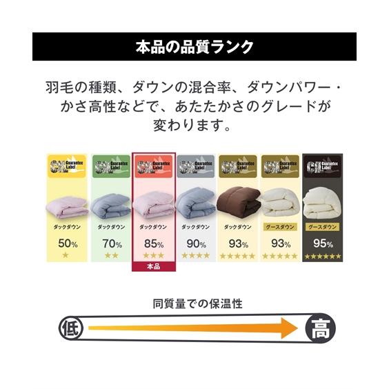 寝具 掛け布団 日本製 抗菌防臭 防ダニ 羽毛布団 ダックダウン85％ シングル ニッセン nissen｜nissenzai｜09