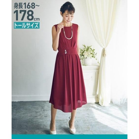 ドレス パーティー トールサイズ レディース ウエスト ビジュー付ジョーゼット ワンピース フォーマル 21 23 26号 結婚式 フォーマル 二次会 ニッセン Nissen ニッセン Paypayモール店 通販 Paypayモール