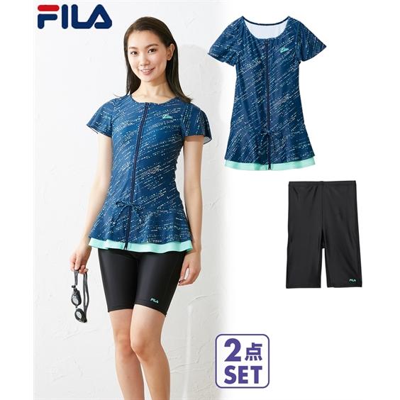 新品】FILA ターコイズ フリル付きスポーツ水着6L 新品】FILA