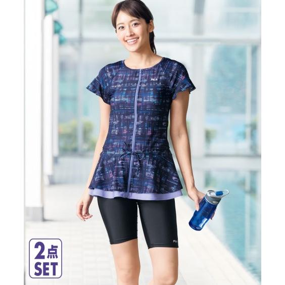 FILA（フィラ） 水着 大きいサイズ レディース フリル袖付プリント柄