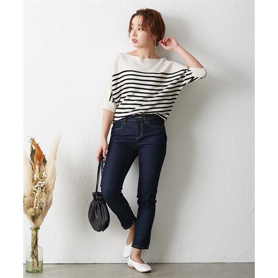 クリーム色 スリムフィットデニムパンツ ウォッシングスリムフィットデニムパンツ | レディース