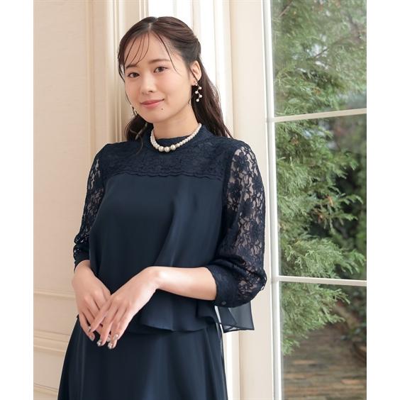 ドレス パーティー レディース レース 切替 ドッキング スタンドカラー ワンピース 結婚式 二次会 お呼ばれ セミフォーマル対応 S/M/L/LL/3L ニッセン nissen ドレス パーティー レディース レース 切替 ドッキング スタンドカラー ワンピース 結婚式 二次会 お呼ばれ セミフォーマル対応 S/M/L/LL/3L ニッセン nissen