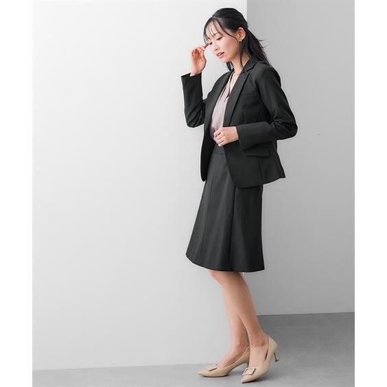 【超特価！19号サイズ！】レディーススーツ3点セット　黒 ニッセン スーツ レディース セット スカート 大きいサイズ