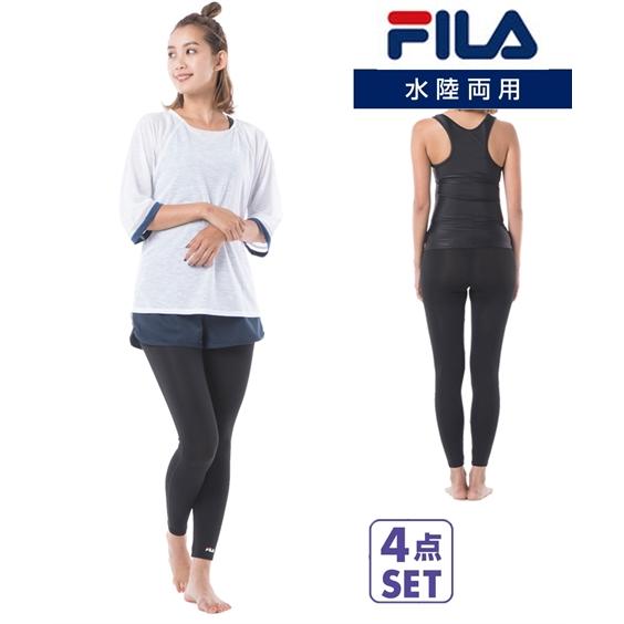 FILA（フィラ） 水着 レディース 5分袖 Tシャツ付 4点セット 7/9/11/13