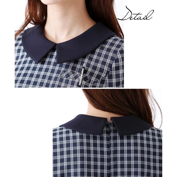 ットも 事務服 黒 ネイビーチェック柄 ネイビー ニッセン Nissen ニッセン Paypayモール店 通販 Paypayモール ワンピース レディース 七分袖 洗える オフィス 仕事 スーツ M L グレンチェック柄 タイプのか