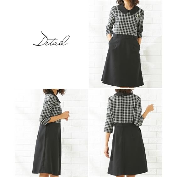 ットも 事務服 黒 ネイビーチェック柄 ネイビー ニッセン Nissen ニッセン Paypayモール店 通販 Paypayモール ワンピース レディース 七分袖 洗える オフィス 仕事 スーツ M L グレンチェック柄 タイプのか