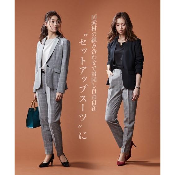 スーツ レディース ビジネス パンツ 洗える ストレッチ テーパード 上下別売 仕事 通勤 S M L ブラウン系グレンチェック 黒 ニッセン Nissen Zzy4319d1126 ニッセン Yahoo 店 通販 Yahoo ショッピング