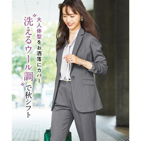 美しい スーツ レディース ビジネス パンツ ウール調 洗える ストレッチ セット 仕事 通勤 秋 冬 大きいサイズ Ll 3l グレー系 黒 ニッセン Nissen 最新情報 Posv2 Ubitechsol Com