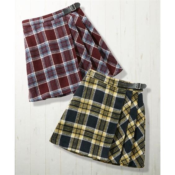 キュロット スカート キッズ ラップ風チェック 女の子 子供服 ジュニア服 ボトムス 身長140 150 160cm ニッセン Nissen ニッセン Paypayモール店 通販 Paypayモール